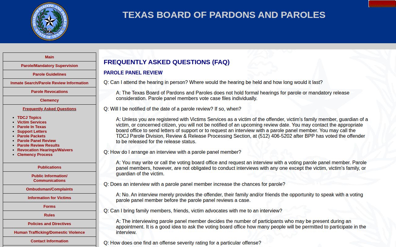 Fayette County parole review has no formal hearing